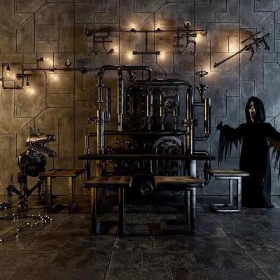 Dining table and chair combination 3d model