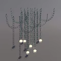 Modern Hanging Chandelier Featuring Multiple Chains and Illuminated Bulbs Design