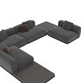 Modern Gray Three Seater Sofa With Modular Design And Brown Accent Cushions 3d model