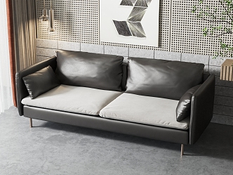 modern double sofa double leather sofa 3d model