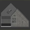 Modern Commercial Building With Glass Facade Retail Shops And Irregular Roof Design