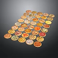 Colorful Various Topped Pizzas Arranged In Creative Pattern On Dark Background