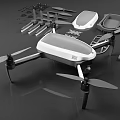 Detailed Drone Components Layout With Propellers Battery Controller And Parts