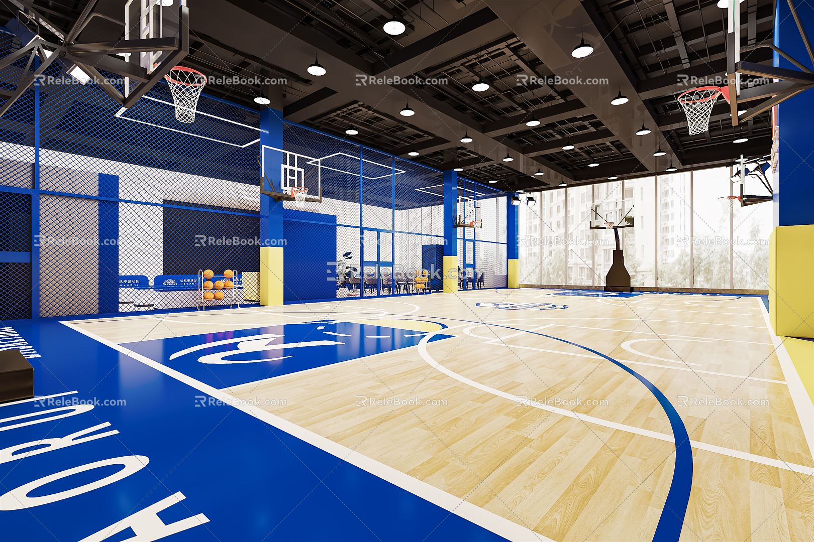 Modern Basketball Gymnasium Sports Stadium Basketball Rack Basket Basketball Basketball Game Ground 3d model