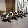 Modern Industrial Solid Wood Office Desks With Partitions For Spacious Open Plan Team Workplace