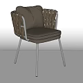 Modern Accent Chair With Braided Armrests Gray Padded Seat And Metal Legs