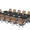 Modern Conference Table With Ergonomic Chairs And Documents In Office Setting 3d model