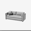 Light Gray Three Seater Sofa With Geometric Pattern And White Cushions Modern Design 3d model