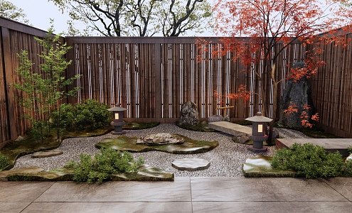 Japanese-style courtyard landscape 3d model