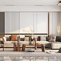 Modern sofa coffee table combination home 3d model