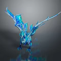 Icy Blue Crystal Dragon Game Movie Character With Spread Wings And Shiny Scales