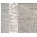 Square Rug With Gray White Striped Design And Textured Central Panel 3d model