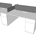 Office Desk With Two Adjacent Workstations Privacy Screens And 1400mm Length 3d model