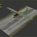 Light Blue Airplane Parked On Scenic Rural Gravel Runway With Grass Alongside