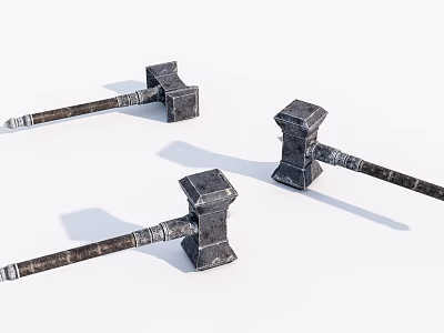 Vintage Metal Hammers with Rustic Design and Sturdy Iron Handles Set 3d model