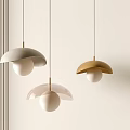 Modern Minimalist Pendant Lights With Mushroom Shaped White Gold Pink Shades In Interior