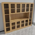 Modern Wooden Storage Cabinets With Glass Doors Metal Handles And Multiple Compartments
