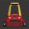 Red Children's Toy Car With Yellow Roof Black Wheels And White Headlights Design