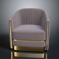 Modern Elegant Ribbed Velvet Chair With Gold Metal Armrests And Base