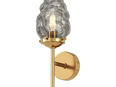 Modern Decorative Wall Lamp With Textured Glass Shade And Gold Metal Base 3d model
