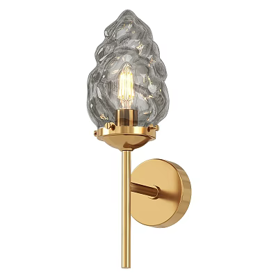 Modern Decorative Wall Lamp With Textured Glass Shade And Gold Metal Base 3d model