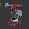 Futuristic Mechanical Weapon With Drill Arm Red Gray Metal Structure And Tech Design