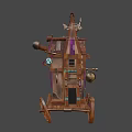 Vintage Decorative Wooden Car With Fabric Canopy And Hanging Items