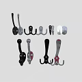 Various Metal Wall Hooks With Different Functional And Decorative Designs For Home Use 3d model
