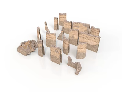 Building Construction Model Featuring Rough Stone Fragment Blocks And Structural Elements 3d model