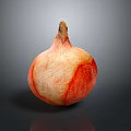 Fresh Red Onion With Red And White Skin On Gray Background Close Up View