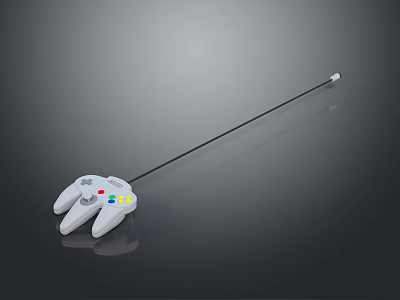 White Wired Game Controller With Colored Buttons For Computer Gaming Use 3d model