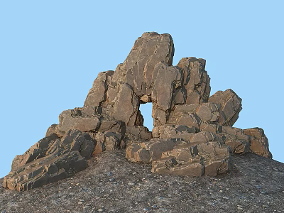 Natural Garden Ornament With Rock Pile Featuring Central Hole And Blue Sky 3d model