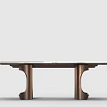 Modern Design Dining Table With Sleek Top And Brown Copper Legs 3d model
