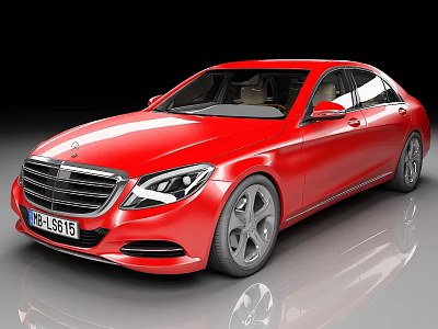Red Mercedes Luxury Sedan With Modern Exterior And Stylish Alloy Wheels Design 3d model