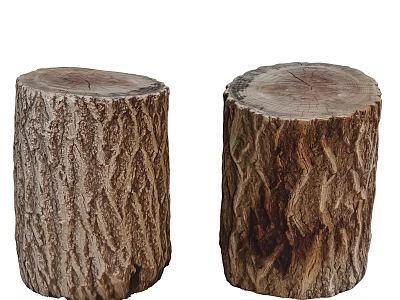 Stone Wood Stumps With Natural Bark Texture For Rustic Home Decoration 3d model