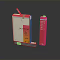 Pink And Red Battery Packs With Japan Label On Silver And Dark Background