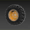Black Off Road Tire With Yellow Rim And Heavy Duty Tread Pattern