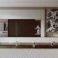 Modern TV Background Wall Design With Floating Shelves Decorative Painting And LED Lighting