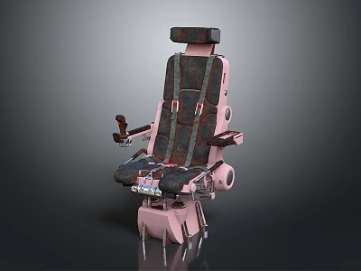 Pink Furniture Chair With Seatbelt And Armrests On Metal Base 3d model