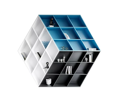 Modern Bookcase Rubik's Cube Illusion Storage Rack 3d model