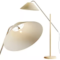 Modern Minimalist Floor Lamp With White Curved Shade And Metal Stand
