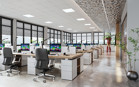 Modern public office area 3d model