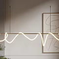 Modern Curved Illuminated Pendant Light In Minimalist Interior With Decorative Painting