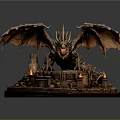 Mythical Dragon Statue On Stone Base With Candle Holders And Decorative Blocks