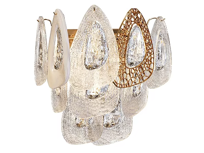 Elegant Modern Wall Lamp Design With Transparent Glass And Golden Openwork Teardrop Shades 3d model