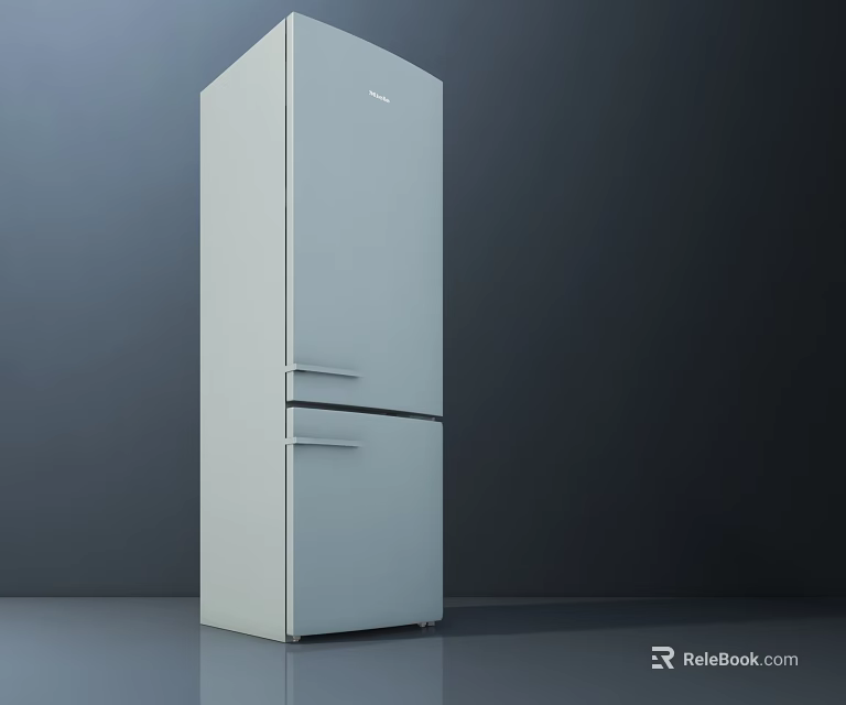 Sleek White Double Door Refrigerator With Modern Design For Home Kitchen Appliance 3d model 
