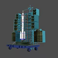 Rocket on Launch Pad with Tower Structure and Support Platform
