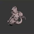 Pink Mermaid Statue With Elegant Female Figure And Sculpted Fish Tail Design 3d model