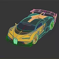 Bugatti Yellow And Black Sports Car With Aerodynamic Design And Shiny Reflective Surface
