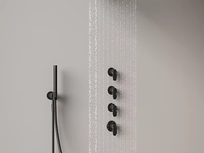 Black Wall Mounted Shower System With Multiple Spray Nozzles And Smooth Water Flow 3d model